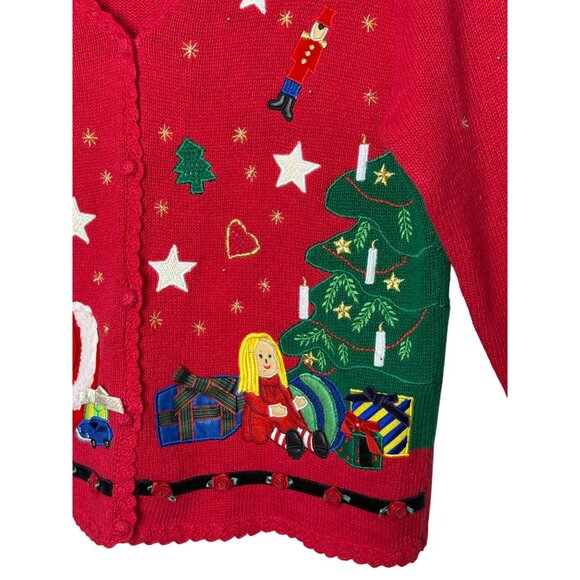 Vintage Christmas Cardigan Sweater Designers Originals Studio Size Med-RUNS BIG - Picture 3 of 8